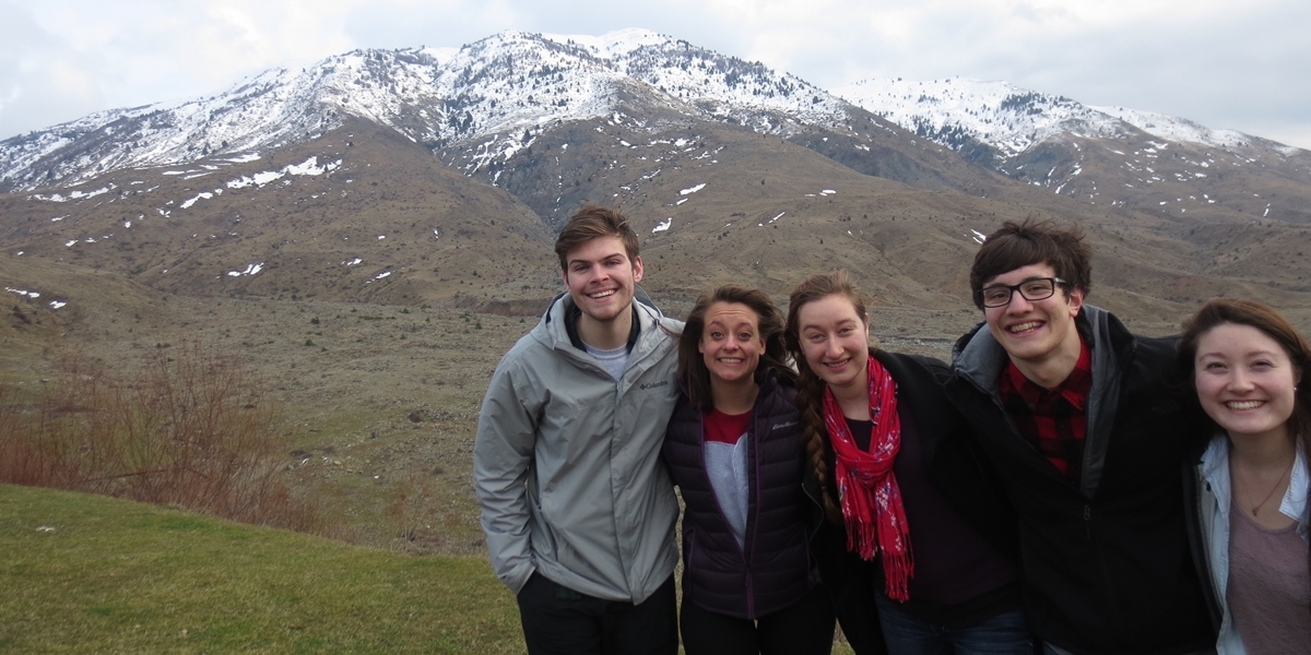 Members of the Drama Ministries Ensemble hike in Albania.