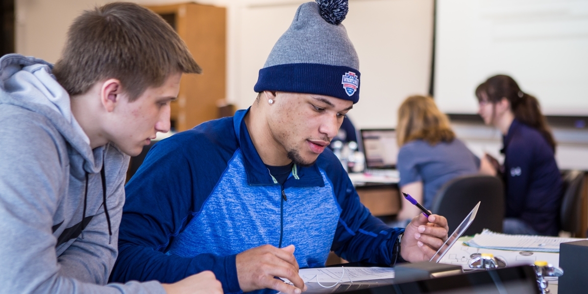 Students studying in a science lab