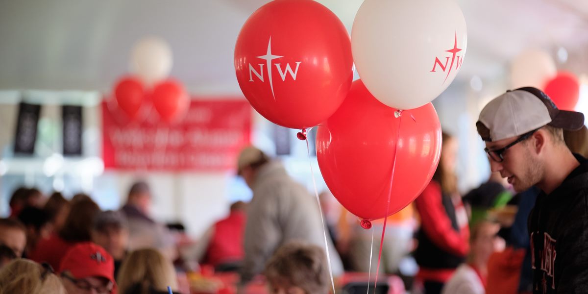 Balloons help create a festive atmosphere for alumni reunions.