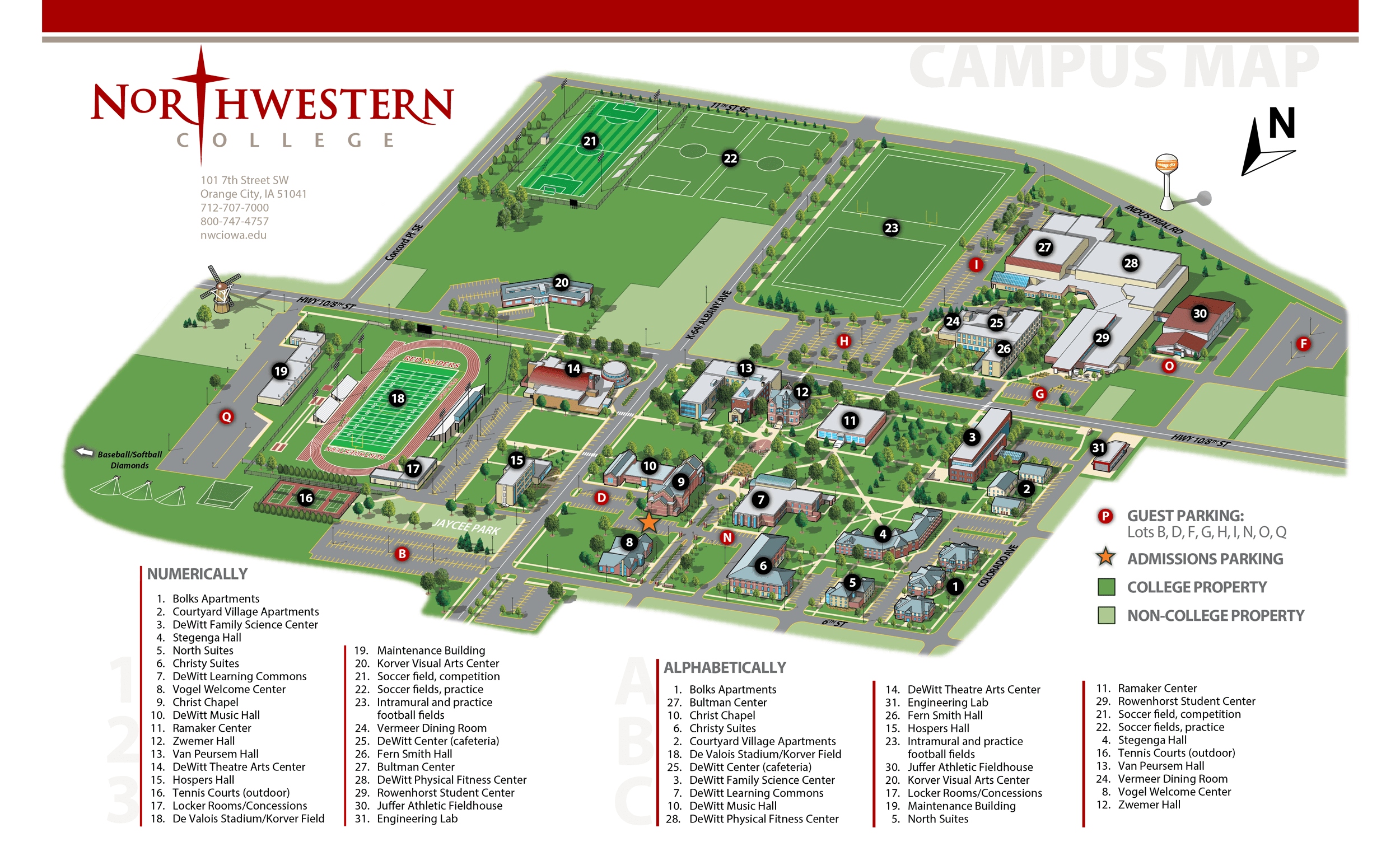 Northwestern College Campus Map Campus Map | Northwestern College In Iowa