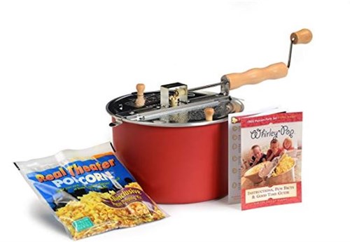 Red Whirley Stovetop Popcorn Popper with Popping Kit