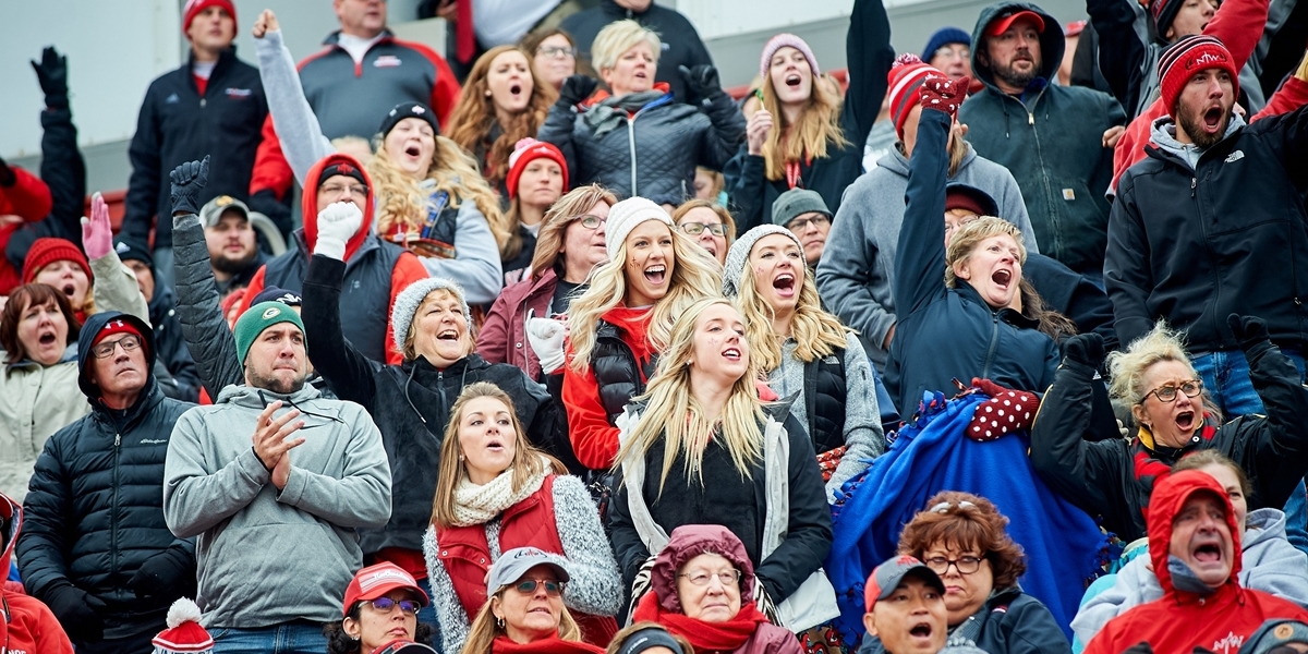 Northwestern fans cheering at a football game