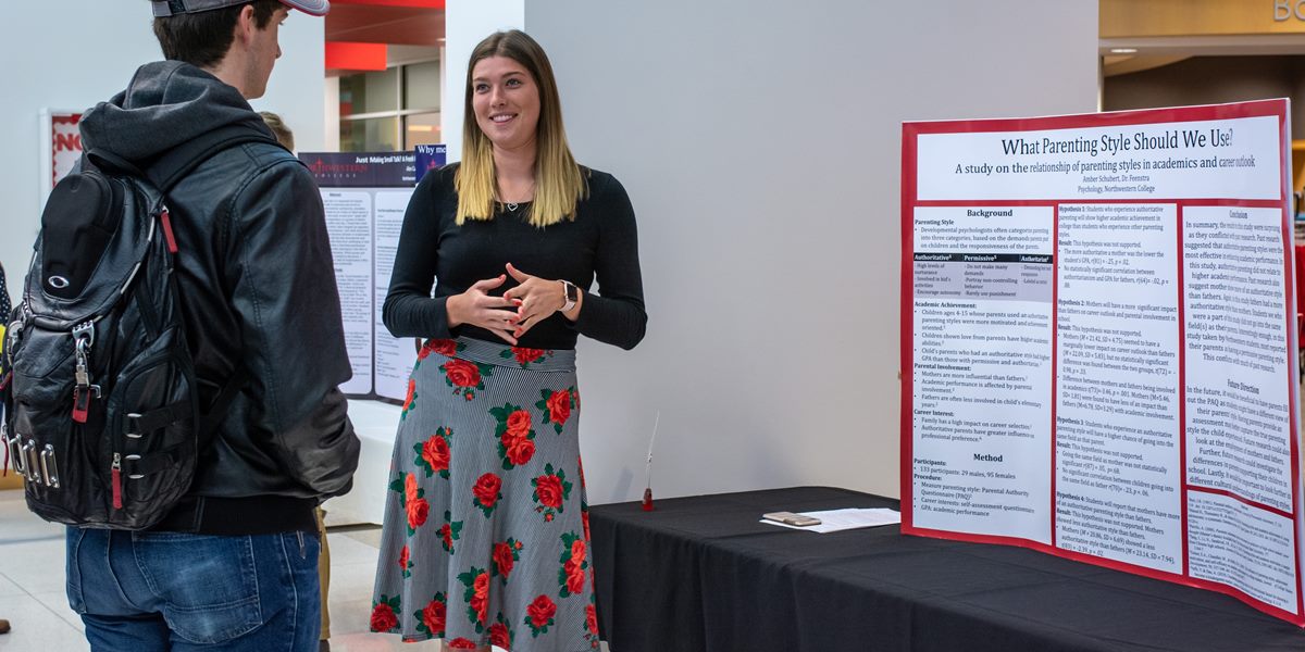A psychology major shares her research during Northwestern's Celebration of Research showcase.