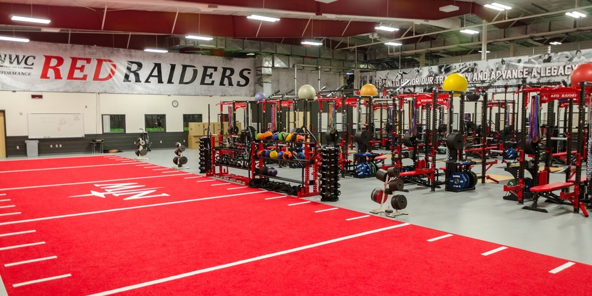 Weight room in Korver Athletic Performance Center