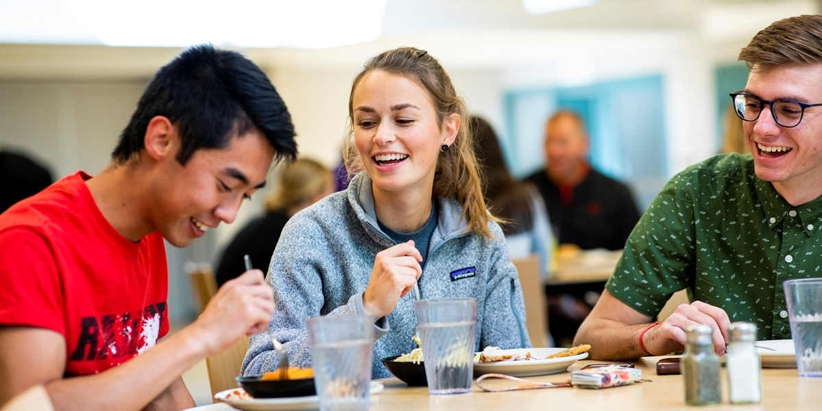 Students eating at the cafeteria