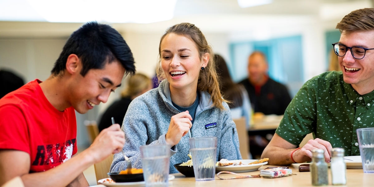 Students eat in Northwestern's cafeteria.