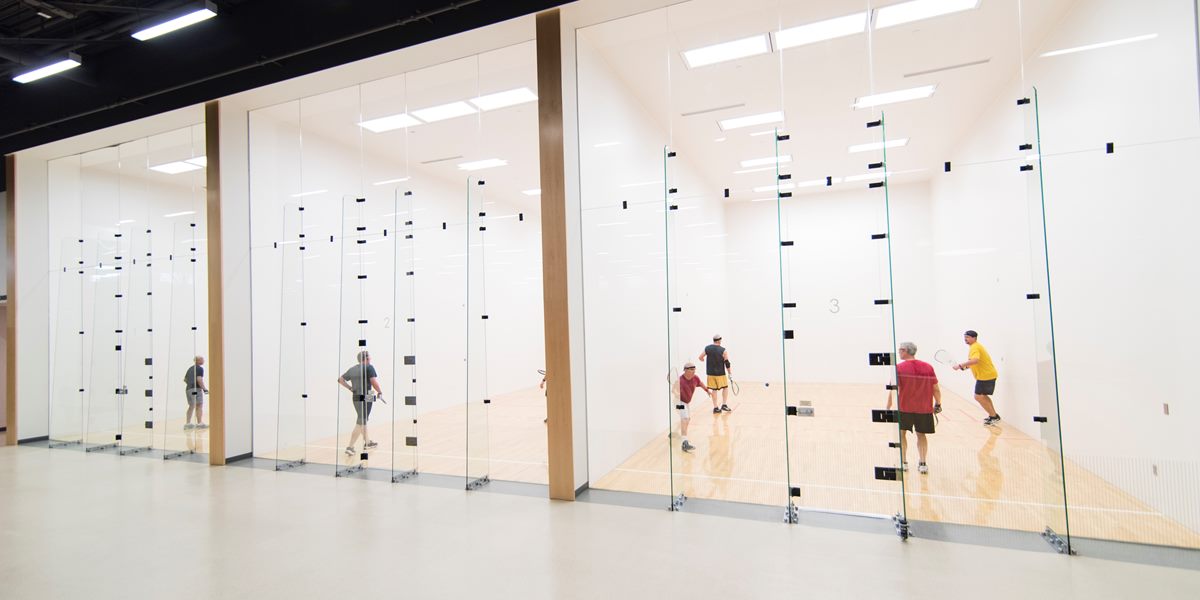 Northwestern students play racquetball in the DeWitt Fitness Center.