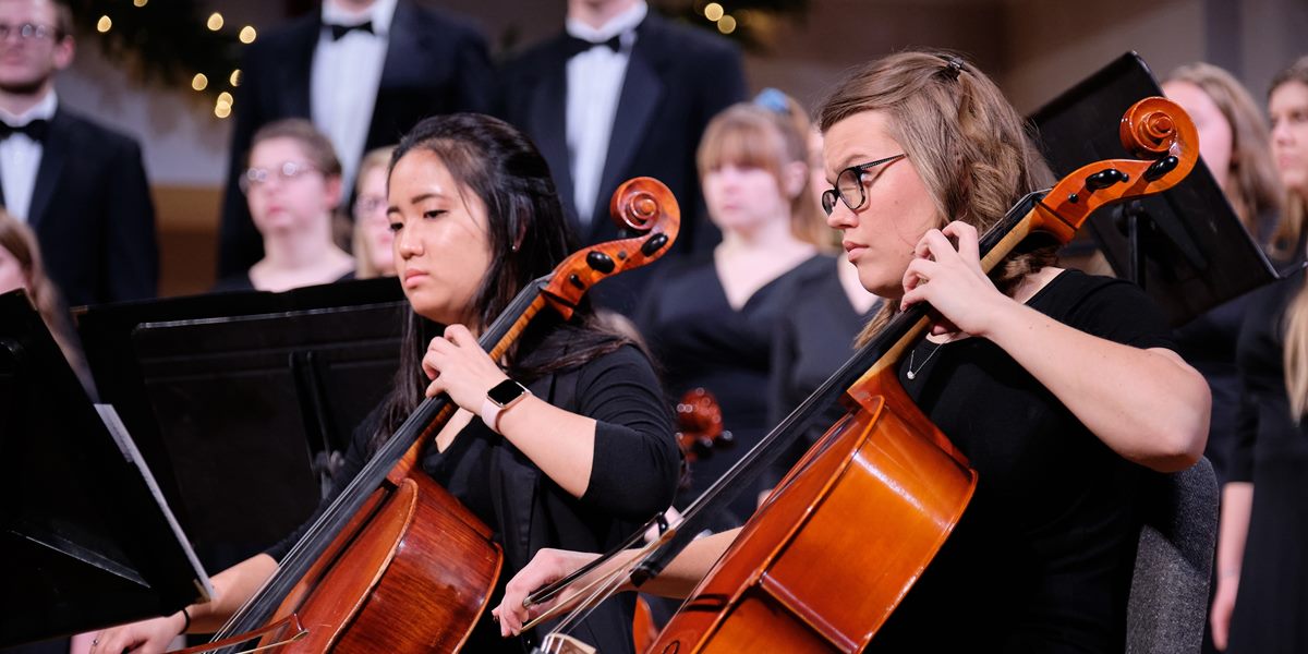 Orchestra members perform during Christmas Vespers.
