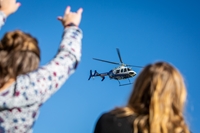 Northwestern nursing students touring a helicopter on Northwestern's campus